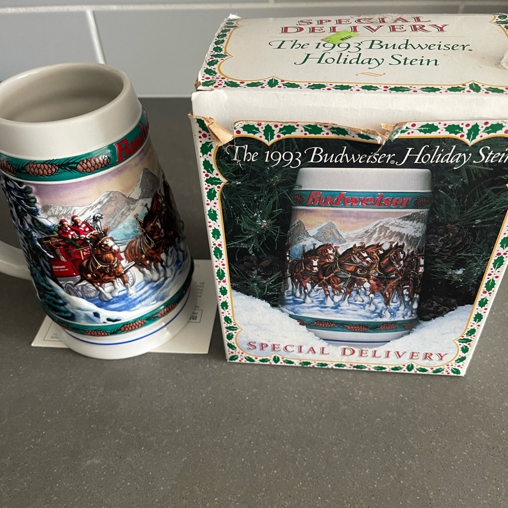 1993 Budweiser Holiday Stein, Beer Mug NEW